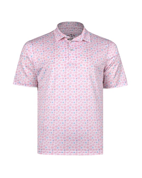 Caddie Swirl Par Pique Polo Shirt-Snow/Blush/Sky-LA