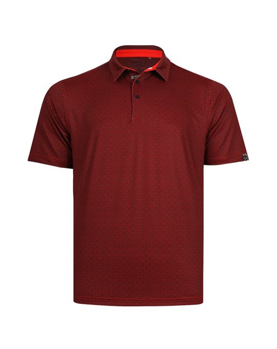GROOVE PATH Cool Stroke Polo Shirt-Poppy/Onyx-XL